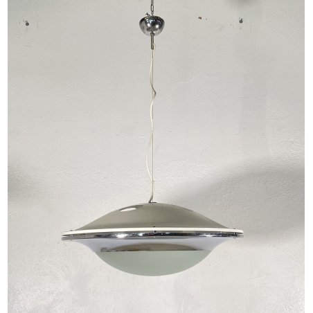 LAMPADARIO DESIGN UFO METALLO VETRO PENDENTE SOSPENSIONE 1970 LAMPADA SOFFITTO
