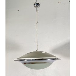 LAMPADARIO DESIGN UFO METALLO VETRO PENDENTE SOSPENSIONE 1970 LAMPADA SOFFITTO