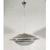 LAMPADARIO DESIGN UFO METALLO VETRO PENDENTE SOSPENSIONE 1970 LAMPADA SOFFITTO