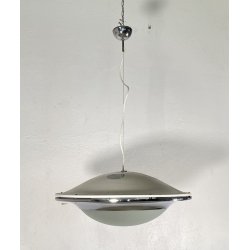 LAMPADARIO DESIGN UFO METALLO VETRO PENDENTE SOSPENSIONE 1970 LAMPADA SOFFITTO