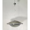 LAMPADARIO DESIGN UFO METALLO VETRO PENDENTE SOSPENSIONE 1970 LAMPADA SOFFITTO
