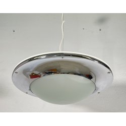 LAMPADARIO DESIGN UFO METALLO VETRO PENDENTE SOSPENSIONE 1970 LAMPADA SOFFITTO