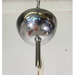 LAMPADARIO DESIGN UFO METALLO VETRO PENDENTE SOSPENSIONE 1970 LAMPADA SOFFITTO