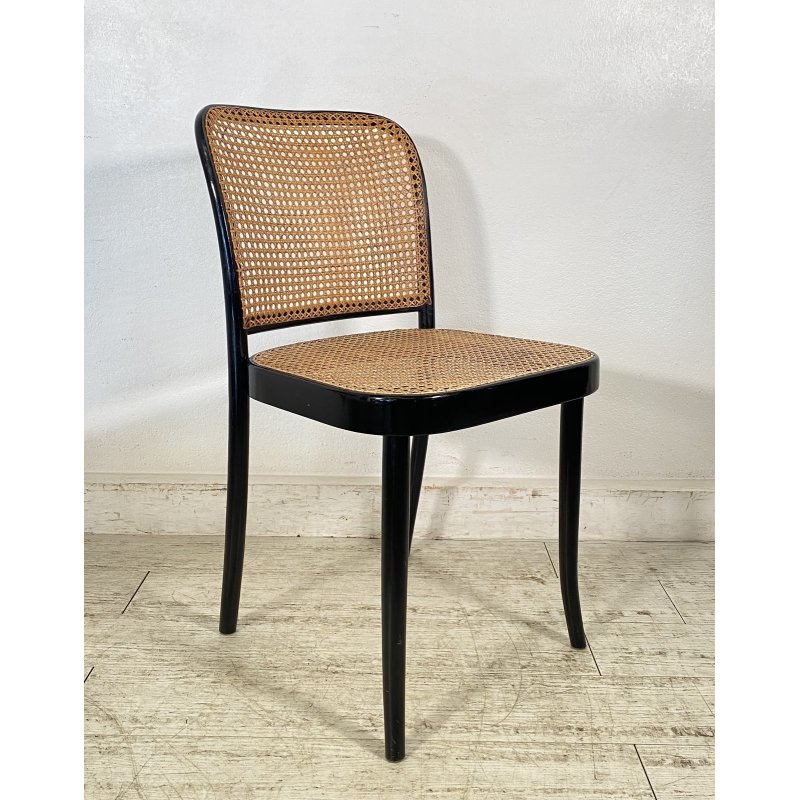 SEDIA VINTAGE STILE THONET modello 811 PAGLIA VIENNA LEGNO LACCATO NERO