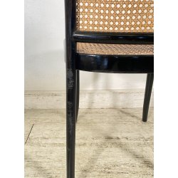 SEDIA VINTAGE STILE THONET modello 811 PAGLIA VIENNA LEGNO LACCATO NERO