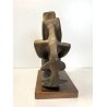 SCULTURA ASTRATTA BRONZO Volpi Laura FORMA ORGANICA SPIRALE BASE LEGNO 21 cm/h