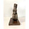 SCULTURA ASTRATTA BRONZO Volpi Laura FORMA ORGANICA SPIRALE BASE LEGNO 21 cm/h