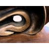 SCULTURA ASTRATTA BRONZO Volpi Laura FORMA ORGANICA SPIRALE BASE LEGNO 21 cm/h