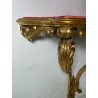 ANTICA CONSOLLE BAROCCA EPOCA 800 LEGNO SCOLPITO FOGLIA ORO STOFFA ROSSA ENTRATA