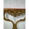 ANTICA CONSOLLE BAROCCA EPOCA 800 LEGNO SCOLPITO FOGLIA ORO STOFFA ROSSA ENTRATA
