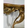 ANTICA CONSOLLE BAROCCA EPOCA 800 LEGNO SCOLPITO FOGLIA ORO STOFFA ROSSA ENTRATA