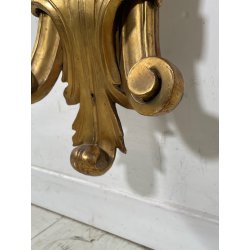 ANTICA CONSOLLE BAROCCA EPOCA 800 LEGNO SCOLPITO FOGLIA ORO STOFFA ROSSA ENTRATA