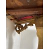 ANTICA CONSOLLE BAROCCA EPOCA 800 LEGNO SCOLPITO FOGLIA ORO STOFFA ROSSA ENTRATA