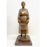 ANTICA SCULTURA LEGNO Aurelio Bossi FIGURA DONNA PORTATRICE D'ACQUA PRIMO '900