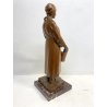 ANTICA SCULTURA LEGNO Aurelio Bossi FIGURA DONNA PORTATRICE D'ACQUA PRIMO '900