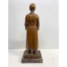 ANTICA SCULTURA LEGNO Aurelio Bossi FIGURA DONNA PORTATRICE D'ACQUA PRIMO '900