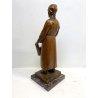 ANTICA SCULTURA LEGNO Aurelio Bossi FIGURA DONNA PORTATRICE D'ACQUA PRIMO '900