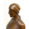 ANTICA SCULTURA LEGNO Aurelio Bossi FIGURA DONNA PORTATRICE D'ACQUA PRIMO '900