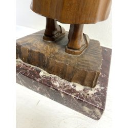 ANTICA SCULTURA LEGNO Aurelio Bossi FIGURA DONNA PORTATRICE D'ACQUA PRIMO '900