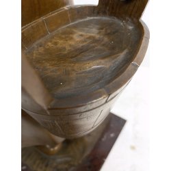 ANTICA SCULTURA LEGNO Aurelio Bossi FIGURA DONNA PORTATRICE D'ACQUA PRIMO '900