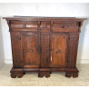 ANTICA GRANDE CREDENZA BAROCCA EPOCA 1600 LEGNO NOCE CASSETTI ANTE RIPIANI OLD