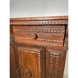ANTICA GRANDE CREDENZA BAROCCA EPOCA 1600 LEGNO NOCE CASSETTI ANTE RIPIANI OLD