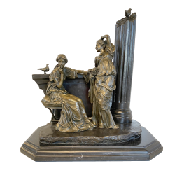 SCULTURA NEOCLASSICA BRONZO FIRMATA "Milo" SCENA FIGURE FEMMINILI PARIS '900