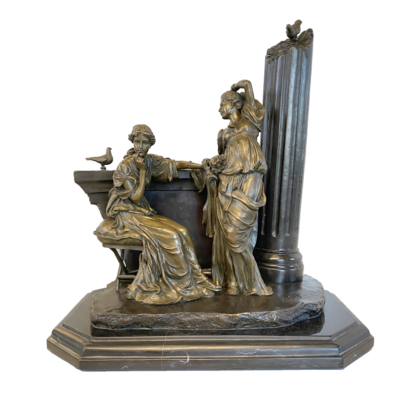 SCULTURA NEOCLASSICA BRONZO FIRMATA "Milo" SCENA FIGURE FEMMINILI PARIS '900
