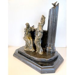 SCULTURA NEOCLASSICA BRONZO FIRMATA "Milo" SCENA FIGURE FEMMINILI PARIS '900