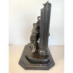 SCULTURA NEOCLASSICA BRONZO FIRMATA "Milo" SCENA FIGURE FEMMINILI PARIS '900