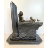 SCULTURA NEOCLASSICA BRONZO FIRMATA "Milo" SCENA FIGURE FEMMINILI PARIS '900