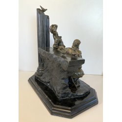 SCULTURA NEOCLASSICA BRONZO FIRMATA "Milo" SCENA FIGURE FEMMINILI PARIS '900
