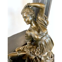 SCULTURA NEOCLASSICA BRONZO FIRMATA "Milo" SCENA FIGURE FEMMINILI PARIS '900