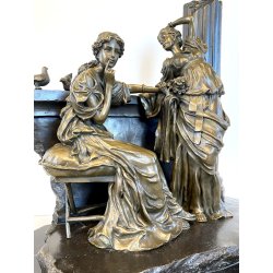 SCULTURA NEOCLASSICA BRONZO FIRMATA "Milo" SCENA FIGURE FEMMINILI PARIS '900