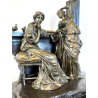 SCULTURA NEOCLASSICA BRONZO FIRMATA "Milo" SCENA FIGURE FEMMINILI PARIS '900