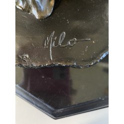 SCULTURA NEOCLASSICA BRONZO FIRMATA "Milo" SCENA FIGURE FEMMINILI PARIS '900