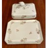 GRANDE antica BURRIERA MEHUN porcellana ceramica FRANCE decoro fiori bordo oro