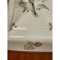 GRANDE antica BURRIERA MEHUN porcellana ceramica FRANCE decoro fiori bordo oro