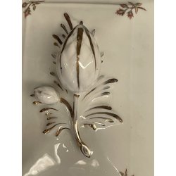 GRANDE antica BURRIERA MEHUN porcellana ceramica FRANCE decoro fiori bordo oro