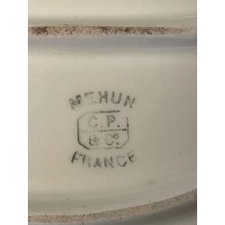 GRANDE antica BURRIERA MEHUN porcellana ceramica FRANCE decoro fiori bordo oro