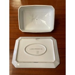 GRANDE antica BURRIERA MEHUN porcellana ceramica FRANCE decoro fiori bordo oro