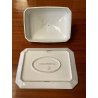 GRANDE antica BURRIERA MEHUN porcellana ceramica FRANCE decoro fiori bordo oro