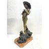 SCULTURA BRONZO FIRMATA V. Cinque "PESCATORELLO" SCUGNIZZO BASE MARMO 48,5 cm/h