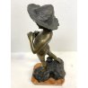 SCULTURA BRONZO FIRMATA V. Cinque "PESCATORELLO" SCUGNIZZO BASE MARMO 48,5 cm/h