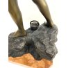 SCULTURA BRONZO FIRMATA V. Cinque "PESCATORELLO" SCUGNIZZO BASE MARMO 48,5 cm/h