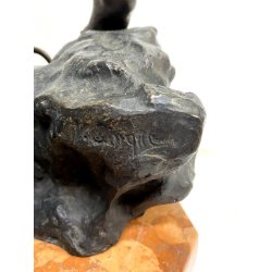 SCULTURA BRONZO FIRMATA V. Cinque "PESCATORELLO" SCUGNIZZO BASE MARMO 48,5 cm/h