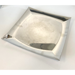 VASSOIO VINTAGE Sambonet MOD "Lucy" LINEA "Q" ACCIAIO INOX FORMA FLUIDA 30x30 cm