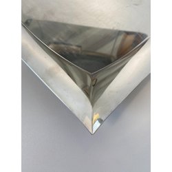 VASSOIO VINTAGE Sambonet MOD "Lucy" LINEA "Q" ACCIAIO INOX FORMA FLUIDA 30x30 cm