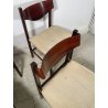 LOTTO 4 SEDIE VINTAGE 1960 ITALY LEGNO PALISSANDRO CURVATO SEDUTA STOFFA BEIGE