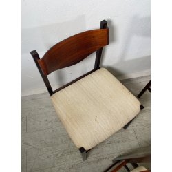 LOTTO 4 SEDIE VINTAGE 1960 ITALY LEGNO PALISSANDRO CURVATO SEDUTA STOFFA BEIGE